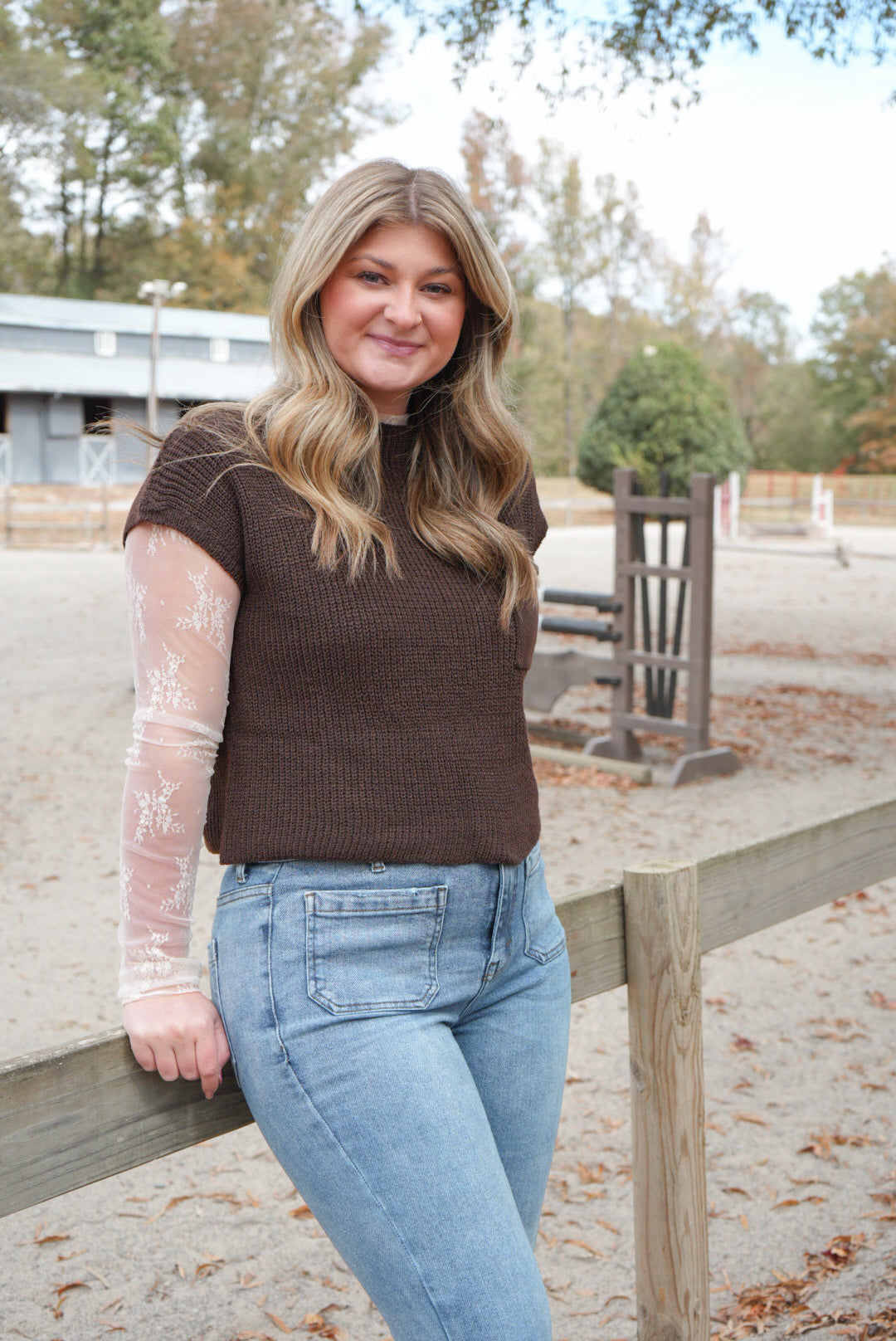 Saddle Knit - Mocha Sweater Top