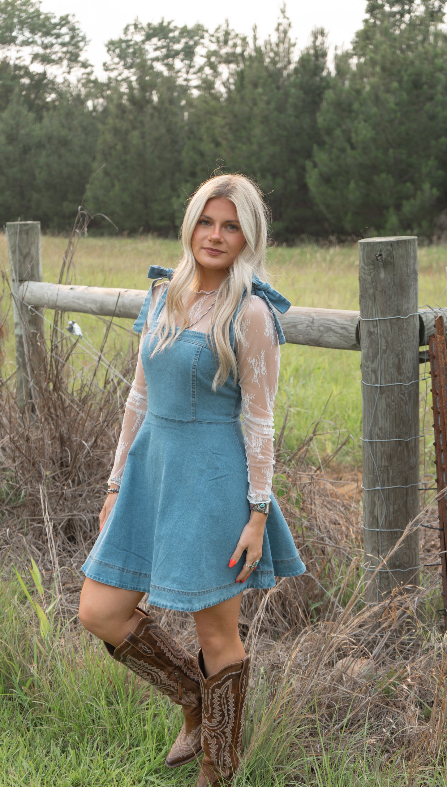 Moroney - Denim Tie Mini Dress