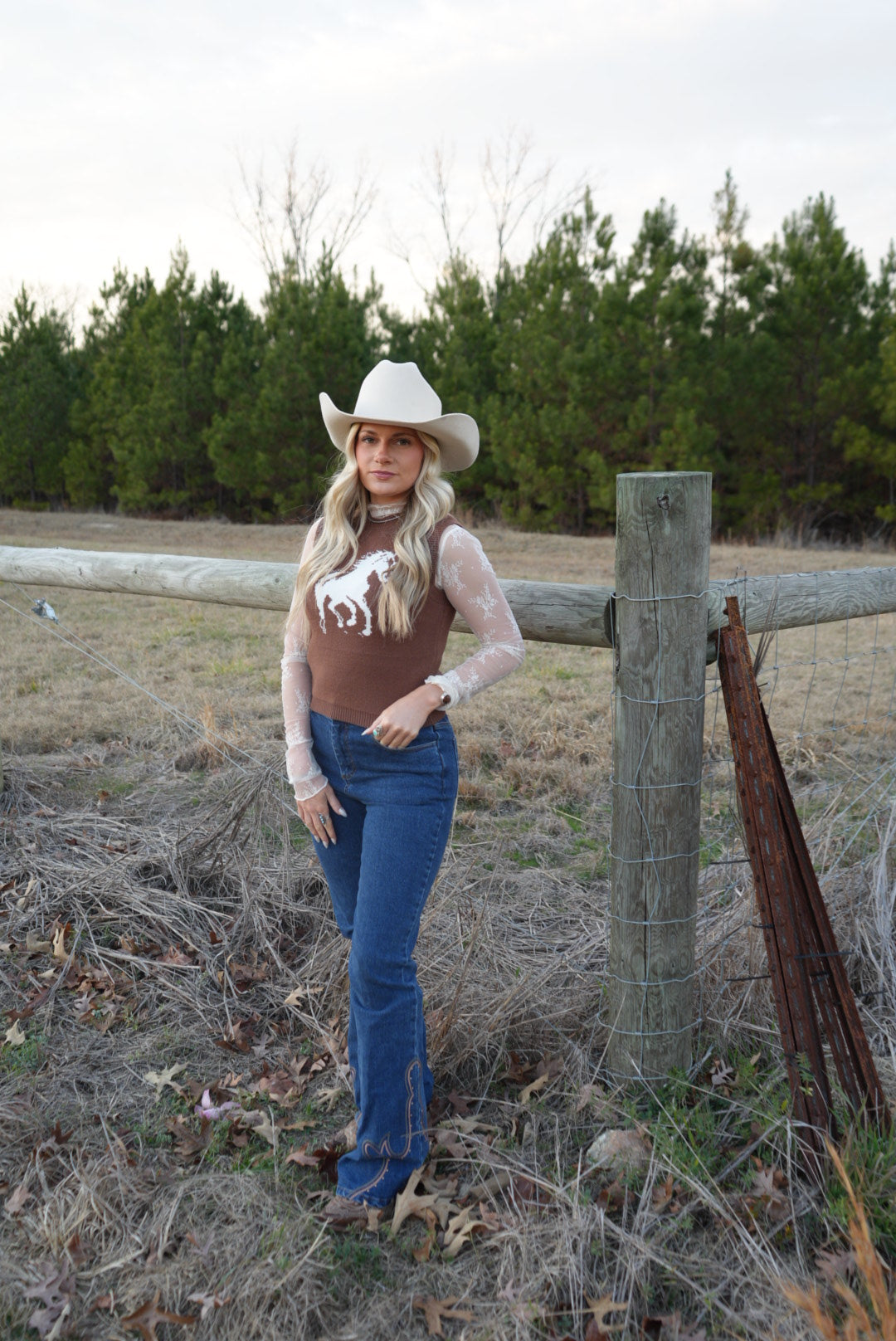 Saddle Stitch Flare Jeans