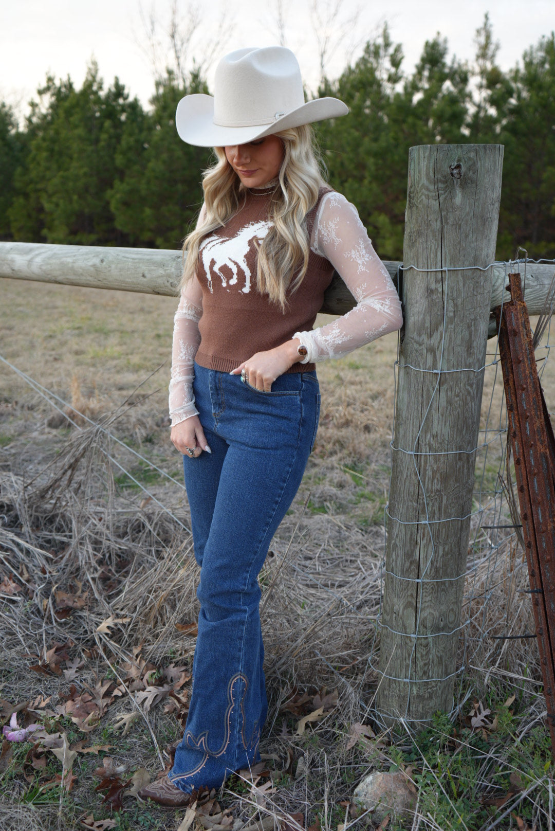 Saddle Stitch Flare Jeans