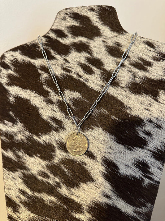 Cowpoke - Quarter/Coin Paperclip Necklace