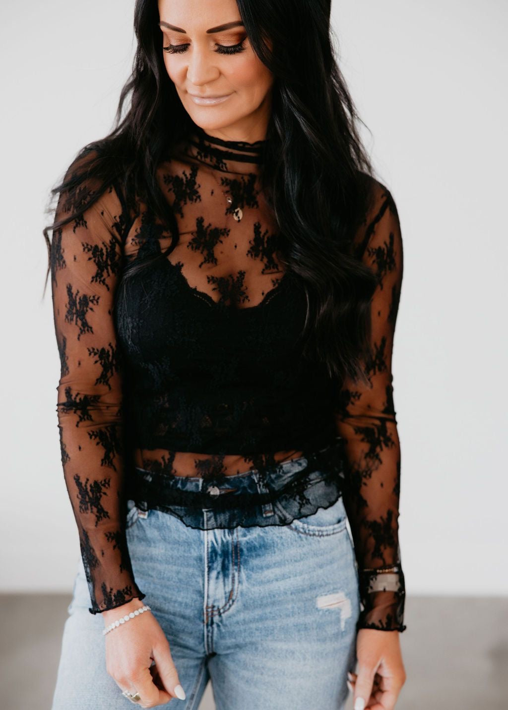 Black Sheer Lace Top